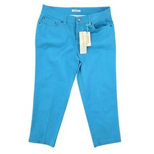 NWT Jones New York Sport Capri S:6P Turquoise Stretch Cotton Spring Summer Pants